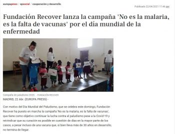 Día Mundial del Paludismo – Diversos medios